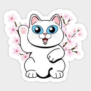 Hi There White Cat Sticker